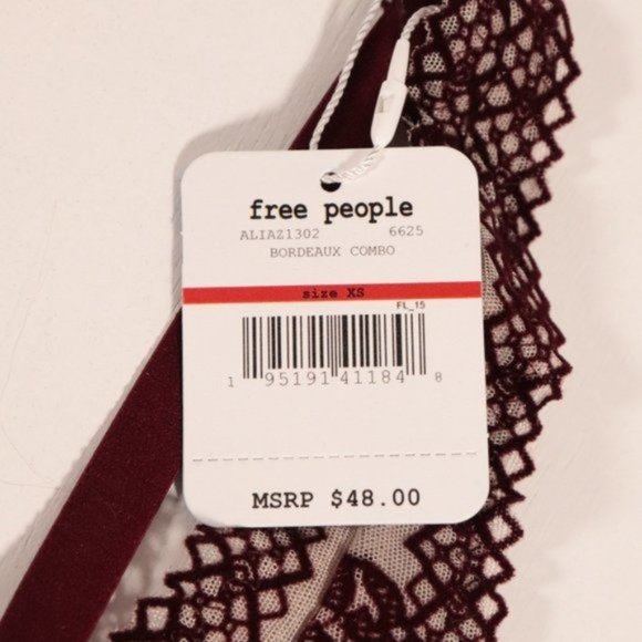 NWT Free People X Revolve Alia Bralette in Bordeaux Combo - Picture 3 of 9